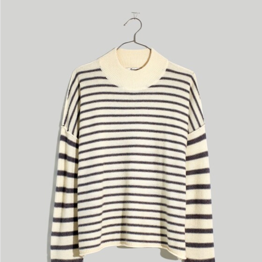 Madewell Stripe-Play Mockneck Pullover Sweater - Like New!